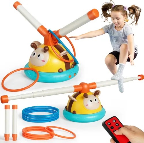 Billeeit Juego de Salto y Lanzamiento de Anillos Musical 2 en 1, juguete de salto para interiores y exteriores, para niños de 4 a 8 años y niños