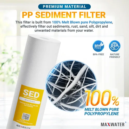 Miniatura 4 de Max Water Carcasa universal para filtro de agua para toda la casa, cartucho de carbono de sedimentos de 20 x 4.5 pulgadas, sistema de prefiltración