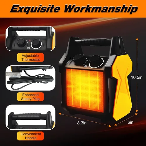 Miniatura 6 de Buyplus Calentador para Exteriores, Calentador de Patio de 1500W para Garaje, Calentadores Eléctricos Portátiles de Espacio con Protección contra