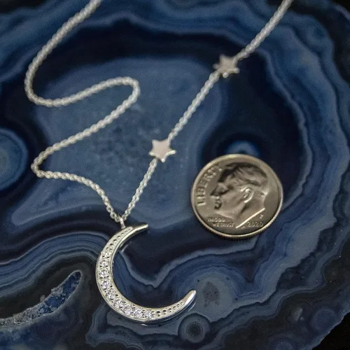 Miniatura 4 de EFYTAL Regalos de graduación inspiradores collar de plata de ley 925 con circonita cúbica creciente y luna y estrellas en tarjeta motivacional