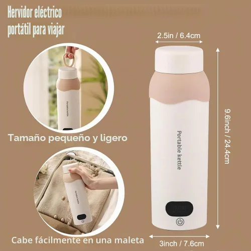 Miniatura 6 de Hervidor eléctrico de viaje, pequeño hervidor portátil de acero inoxidable 304 con apagado automático y 6 controles de temperatura