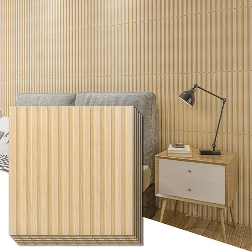 Miniatura 14 de Art3d Paquete de 6 paneles de pared 3D con diseño de listones para decoración de paredes interiores, baldosas decorativas de techo suspendido de PVC