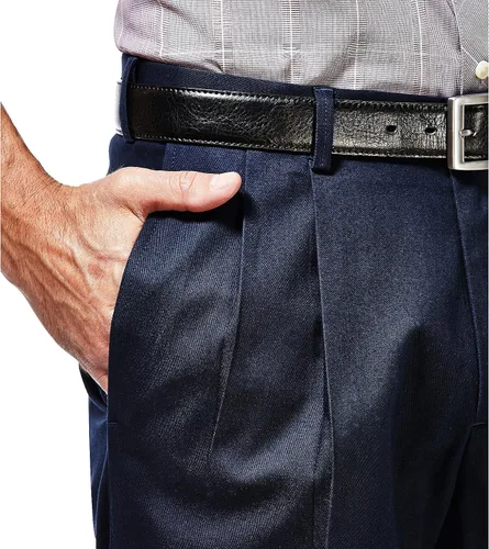Miniatura 4 de Haggar - Pantalones caqui para hombre, no requieren planchado, de corte clásico, con pretina ampliable y parte delantera plana, tallas estándar