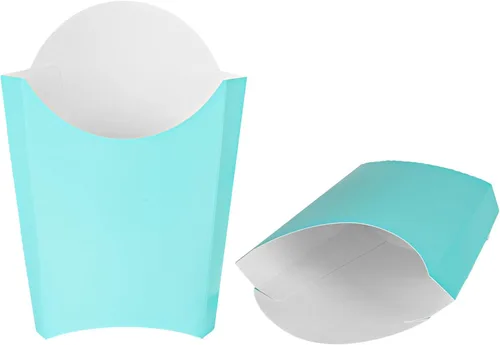 Miniatura 26 de Restaurantware Bio Tek - Taza de papas fritas desechables de 4.7 x 3.5 x 5.1 pulgadas, 100 vasos desechables para refrigerios, papel azul y blanco