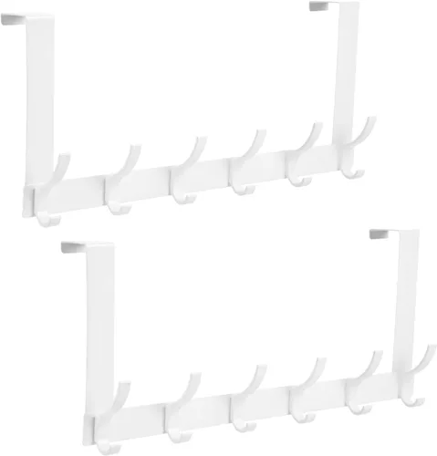 Miniatura 10 de Optish Ganchos sobre la Puerta, Ganchos Colgadores de Puerta para Colgar, Toalleros sobre las Puertas para Baño con 12 Ganchos para Abrigos, Negro