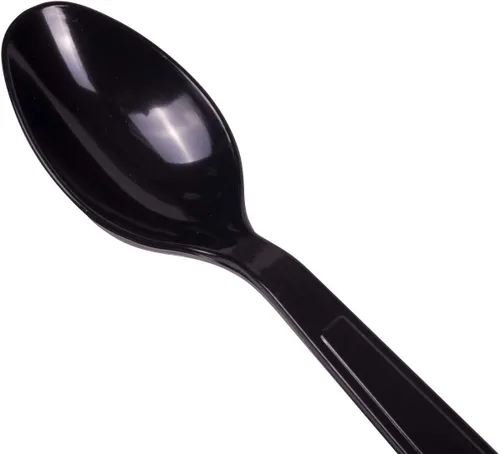Miniatura 2 de Karat U2023B - Cuchara desechable de 6.5 pulgadas PS extra pesada, color negro (paquete de 1000)