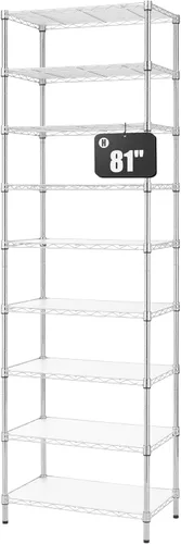 Finnhomy Estantería de alambre de 9 niveles, estantería de alambre de acero ajustable, 81 pulgadas de altura, 9 estantes de almacenamiento de metal,