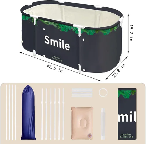 Miniatura 4 de BDL - tina portátil para adultos de 47" de gran tamaño plegable, tina de spa para regadera, tina de baño separada para la familia, engrosada
