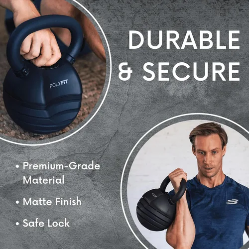 Miniatura 3 de Polyfit Adjustable Kettlebell Set - 5-in-1 Weights for Home Gym NEGRO - 50 LB