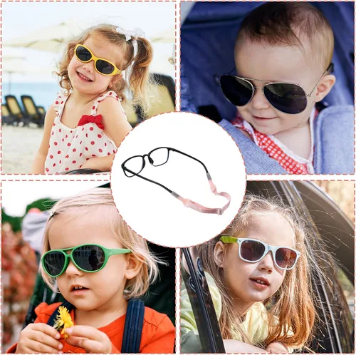 Miniatura 6 de 4 correas para gafas, correa ajustable de 7 a 10.6 pulgadas para gafas de sol para niñas, correas de soporte para lentes de sol sin cola (rosa)