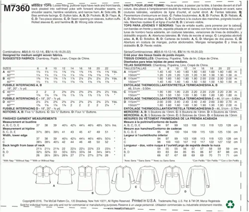 Miniatura 2 de McCall's Patterns M7360 - Camisetas Henley para mujer, talla A5 (6-8-10-12-14)