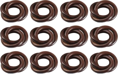 Miniatura 17 de Juego de 12 Servilleteros de Madera de Tres Anillos - Abrazaderas Portaservilletas para Decoración de Mesa de Comedor - Anillos Rústicos Modernos