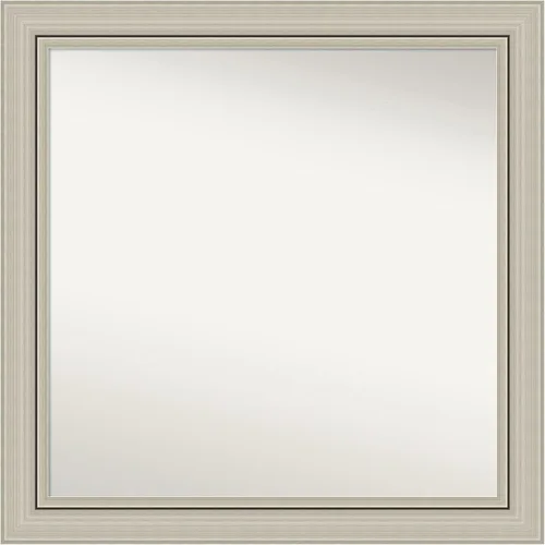Miniatura 385 de Amanti Art Espejo de baño plateado para sobre fregadero, 23 x 23 pulgadas, espejo cuadrado plateado en ángulo, marco de madera moderno medio, se