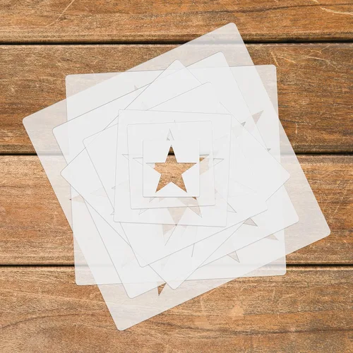 Miniatura 4 de 8 plantillas grandes para pintar plantilla de estrella de 5 puntos, plantilla de pintura de plástico reutilizable para pintura artística en papel