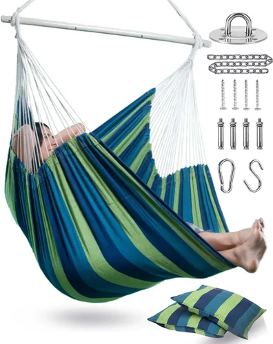 Miniatura 14 de Silla de columpio con cuerda colgante Lulladle - Silla de hamaca para dormitorios - Silla de columpio para interior - Silla colgante para exterior