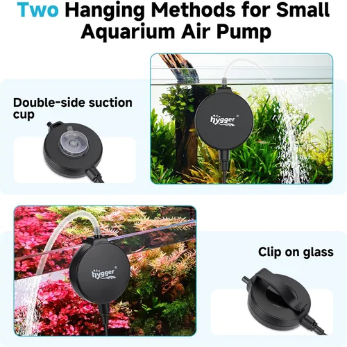 Miniatura 3 de hygger Mini bomba de aire para acuario de 1.5 W, aireador silencioso con clip de ventosa de tubo de piedra de aire, bomba de oxígeno pequeña
