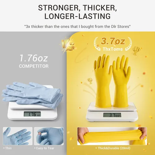 Miniatura 2 de 3 pares de guantes de goma para lavar platos, guantes reutilizables para el hogar para lavar platos, limpieza de cocina, pintura, jardinería