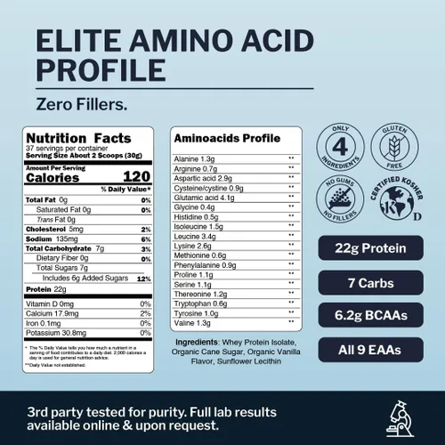 Miniatura 2 de Opportuniteas Proteína de suero aislada en polvo de vacas alimentadas a pasto con sabor a vainilla - 22g de proteína en polvo sin edulcorantes