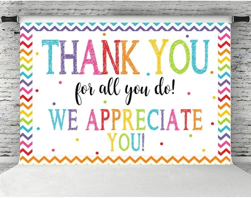 Miniatura 5 de Telón de fondo de 5 x 3 pies con texto en inglés "Thank You for All You Do Felicitaciones Graduados" Be Thankful to The Teacher Doctor Staff We