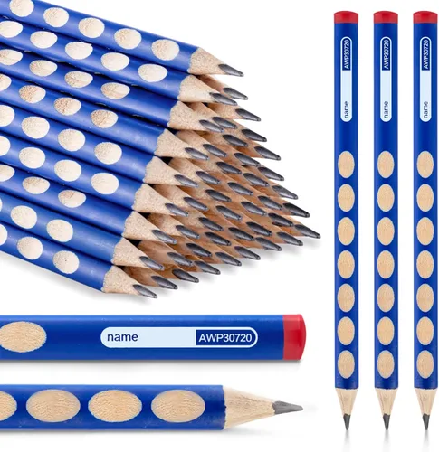 Miniatura 8 de M&G 12 piezas de lápices triangulares con agujero para niños, lápices 2B con poste triangular y corrección de agarre, lápices de grafito con madera