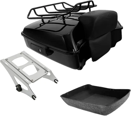 Miniatura 8 de TCMT Pestillos Negros de 10.7" para Maletero Cortado, Almohadilla de Respaldo, Luz Trasera LED con Señal de Giro Compatible con Harley Touring