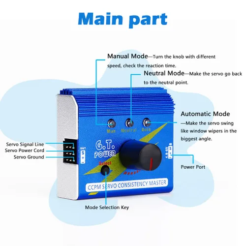Miniatura 2 de Servo probador digital de 3 canales ESC Checker CCPM Control de velocidad de consistencia + 4 celdas AA estuche de soporte de batería