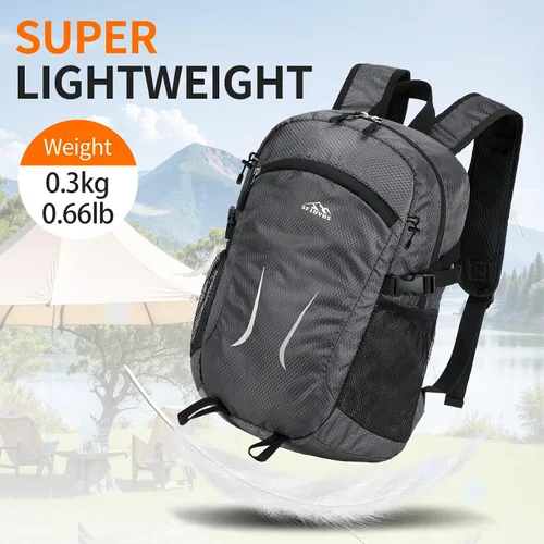 Miniatura 6 de Mochila de senderismo pequeña de 35 litros de largo, ligera, plegable, resistente al agua, para mujeres y hombres, campamento (gris)