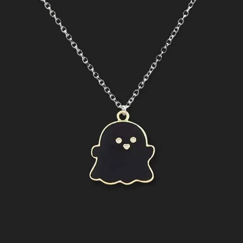 Miniatura 4 de 1 unidad2 collares con colgante de fantasma blanco y negro, dibujos animados, fantasma, amistad, pareja, encantador, collar de fantasma, colgante