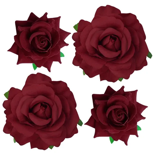 Miniatura 17 de Topbuti Pinza para el pelo de rosa, 4 piezas de tela, pinzas para el cabello mexicano, tocados para mujer, niña, boda, fiesta, día de la madre Negro