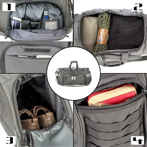 Miniatura 4 de HYKING Bolsa de gimnasio para mujeres y hombres, bolsa táctica militar para fin de semana, entrenamiento, ligera, impermeable, deportiva, bolsillo