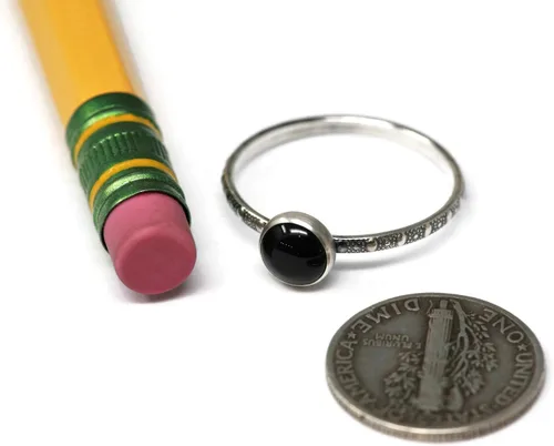 Miniatura 4 de Anillo de banda con cuentas delgadas de piedras preciosas de 0.236 in - Plata vintage
