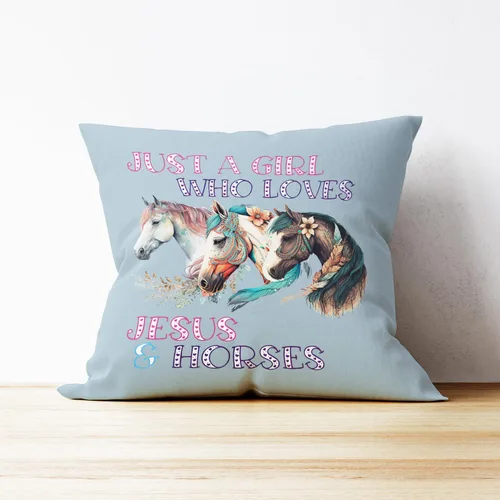 Miniatura 3 de Mancheng-zi Funda de almohada de caballo de 18 x 18 pulgadas, almohada de caballo para niñas, decoración de caballo para dormitorio, habitación