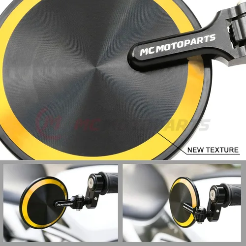 Miniatura 3 de Espejos de barra CNC Gold Reborn – Compatible con GSXR 600, 750, 1000, 1300, CBR600RR, CBR1000RR, SV650, SV1000, SFV650 – Aluminio mecanizado