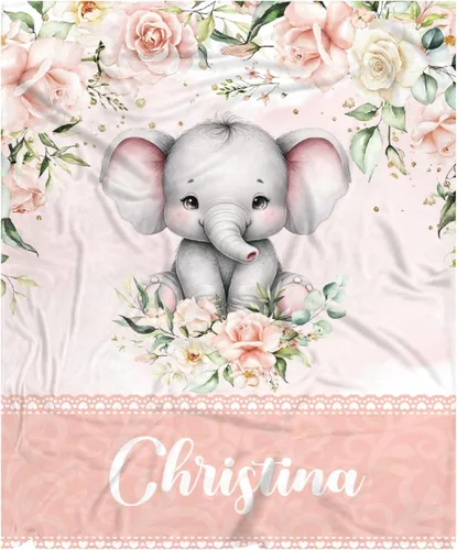 Miniatura 52 de Manta de bebé personalizada para niñas y niños pequeños, recién nacidos, regalos personalizados de vaca floral con nombre y texto, 40 x 30 pulgadas