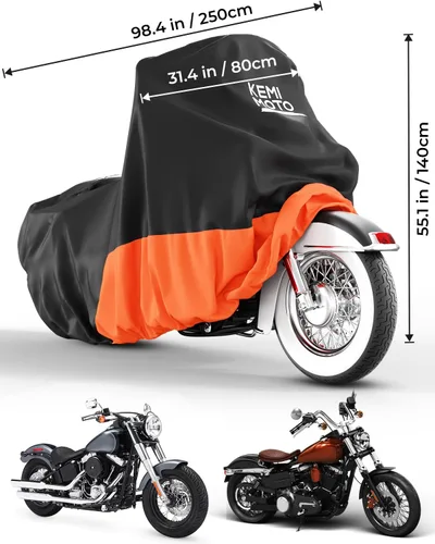 Miniatura 6 de KEMIMOTO Funda para motocicleta 420D resistente al agua, compatible con los modelos Softail Dyna, Standard Heritage Classic 114 Shadow Cruiser