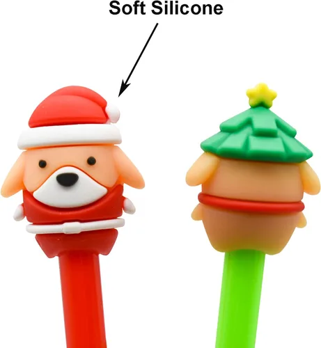 Miniatura 6 de Maydahui 12 bolígrafos de gel de Navidad para perros, lindos bolígrafos de animales 3D, árbol de Navidad, muñeco de nieve, reno, Papá Noel, tinta