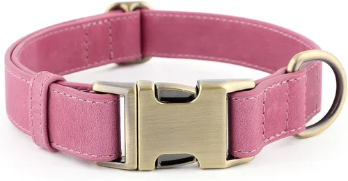 Miniatura 19 de Collar de cuero genuino para perro Plutus Pet – Collar ajustable para mascotas con hebilla de metal de liberación rápida, cuero suave y auténtico