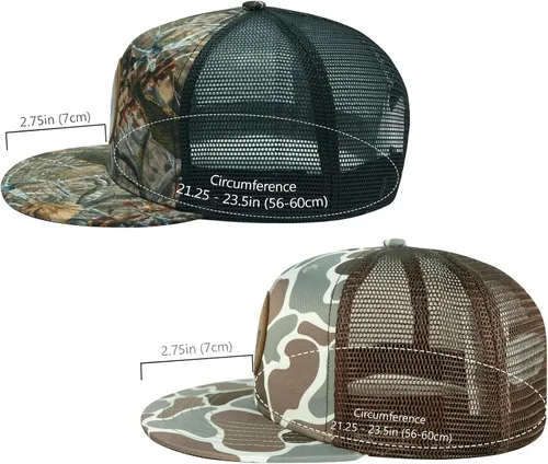 Miniatura 3 de BASSDASH Paquete de 2 gorras de camionero de ala plana con parte trasera de malla ajustable para hombres y mujeres para pesca y caza