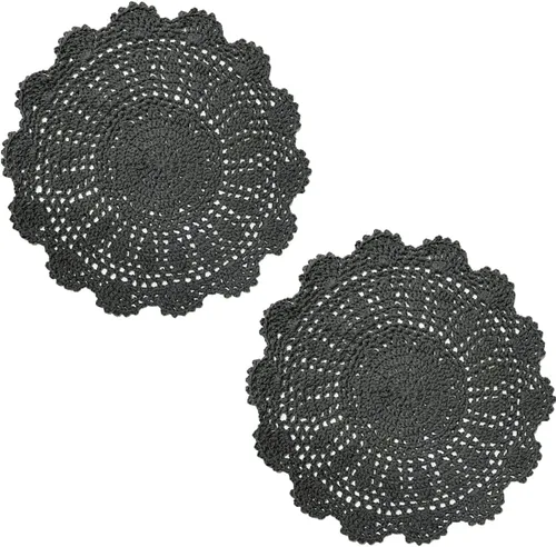 Miniatura 20 de Manteles individuales de encaje hechos a mano con flores de ganchillo, manteles individuales de cocina para platos de cocina