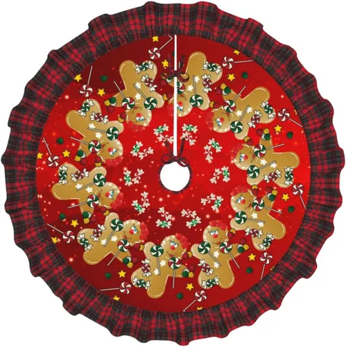 Miniatura 33 de A Brood of Chickens - Falda de árbol de Navidad de 30 pulgadas con borde de cuadros búfalo rojos y negros, decoración para Feliz Navidad, casa