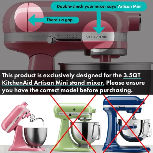 Miniatura 4 de Accesorio de batidor resistente para KitchenAid Artisan Mini de 3.5 cuartos de galón con cabezal basculante - Látigo de alambre de acero inoxidable