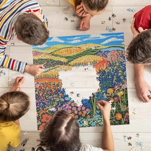 Miniatura 6 de Rompecabezas de 1000 piezas para adultos, rompecabezas de flores de píxeles, rompecabezas cuadrado colorido y vibrante, juego desafiante