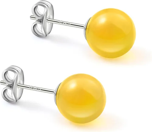 Miniatura 58 de Natural Stone Stud Earrings for Women 8mm Sterling Silver Genuine Gemstone Earrings Handmade Sterling Silver Crystal Stud Earrings for Women