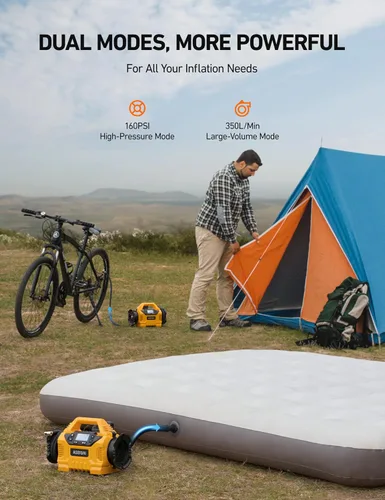 Miniatura 3 de AstroAI Inflador de neumáticos inalámbrico, compresor de aire portátil para automóvil de 160 PSI con pantalla HD, 3 fuentes de alimentación