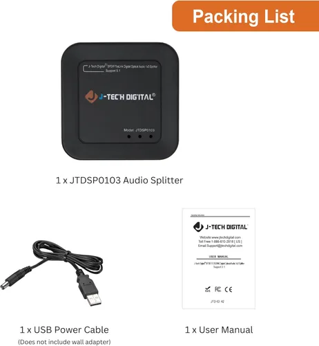 Miniatura 5 de J-Tech Digital Interruptor digital premium de señal de fibra óptica a audio SPDIF, con conexión TOSLINK, con control remoto