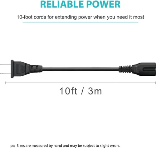 Miniatura 4 de Enchufe de cable de alimentación de 2 clavijas de 10 pies para Sony SRS-XP500 SRS-XP700 SRS-RA3000 XB72 GTK-XB60 XB90 XB5 XB7 MHC-V13 V71 altavoz