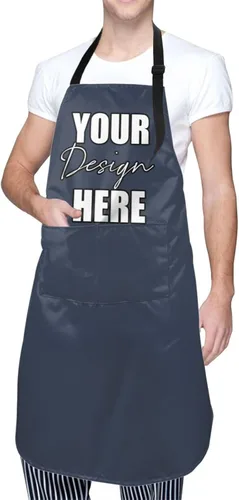 Miniatura 7 de AmaPark Delantal personalizado impermeable con bolsillos personalizados divertidos delantales de chef para cocinero Jaspeado Oscuro
