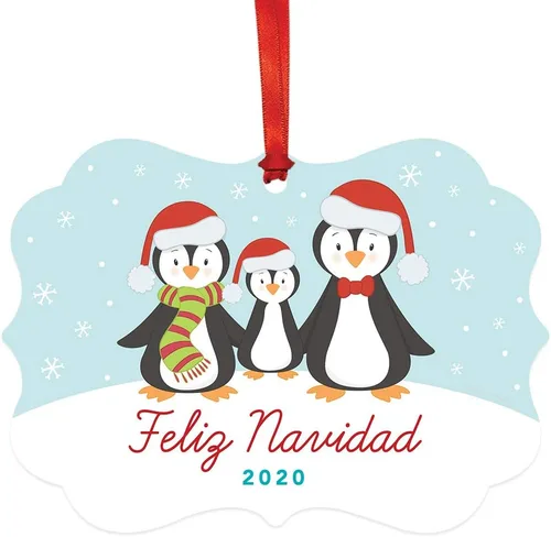 Miniatura 20 de Andaz Press Adorno de recuerdo de Navidad con marco de fantasía de familia española, Nuestra Primera Navidad Como UNA Familia De Tres 2024, Familia