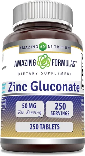 Miniatura 5 de Amazing Formulas Suplemento de gluconato de zinc 50 mg por porción Tabletas Sin OMG Sin gluten Fabricado en Estados Unidos (120 unidades)
