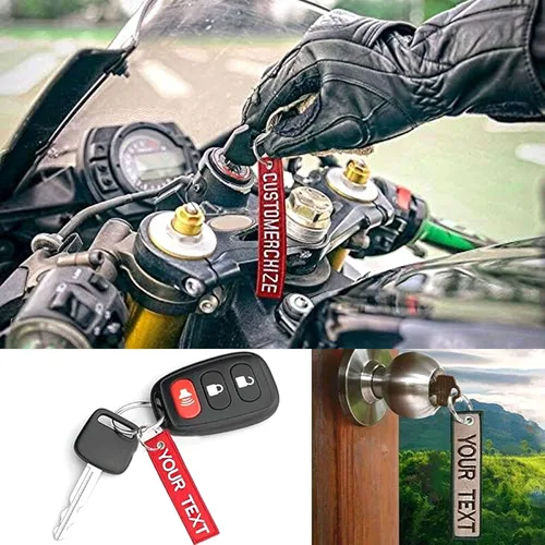 Miniatura 8 de Llavero Personalizado Kamao, Llavero de Coche con Bordado Personalizado, Llaveros de Motocicleta para Hombre, Negro, 12.5x3cm